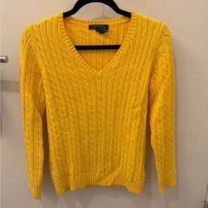 Lauren Ralph Lauren V-Neck Sweater in Vibrant Yellow